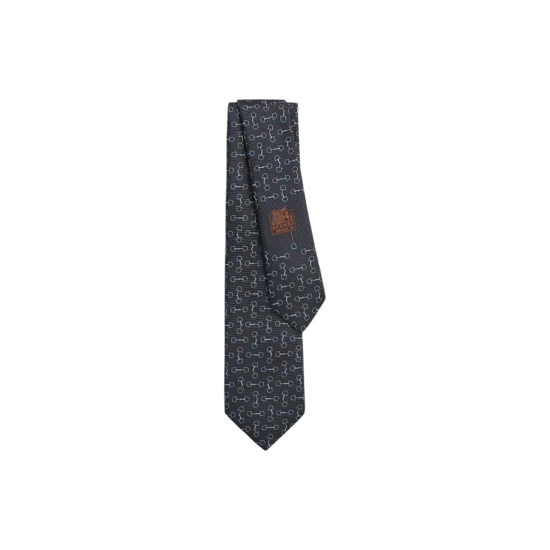 HERMES Mulberry Silk Ties Men's Charcoal Gray-0