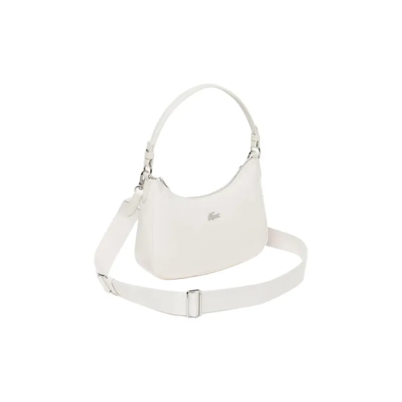 LACOSTE Nylon Shoulder Bag, Crossbody Bag, Handbag Women's White-2