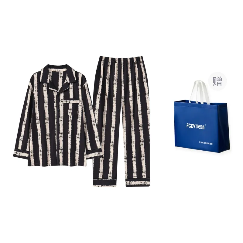 Floating Light Islands Pajama Set Men's Shopping Bag Ecru-0