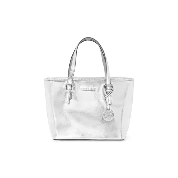 MICHAEL KORS Jet Set Polyurethane Tote Bag Shopping Bag Shoulder Bag Crossbody Bag Handbag Extra Small Women's Silver