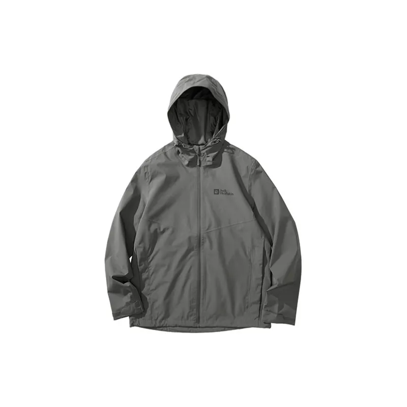 Jack Wolfskin Hiking Outdoor Hiking Waterproof And Windproof Windbreaker Jacket Unisex Slate Gray With A Free Accessory-1
