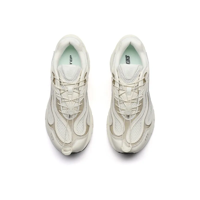 KIKS x XTEP Wind And Fire RETRO Abrasion Resistant Height Increasing Low Top Casual Shoes Women's Apricot Gold-4