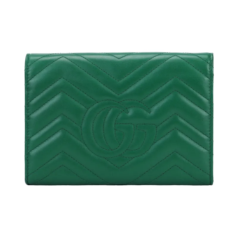 GUCCI Marmont Quilting Leather Envelope Bag Shoulder Bag Crossbody Bag Mini Women's Green-4