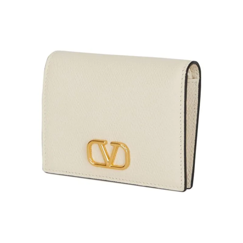 Valentino Vlogo Cow Leather Wallet Card Holder Women's White-1