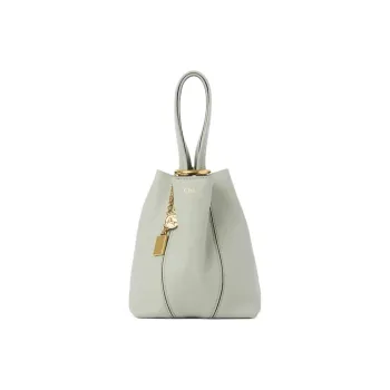 Chloe Cow Leather Tote Bag Shopping Bag Handbag Small Size Women's Seaweed Color