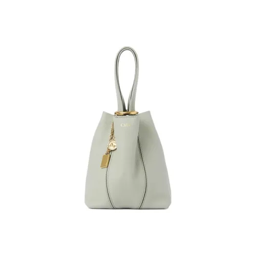 Chloe Cow Leather Tote Bag Shopping Bag Handbag Small Size Women's Seaweed Color