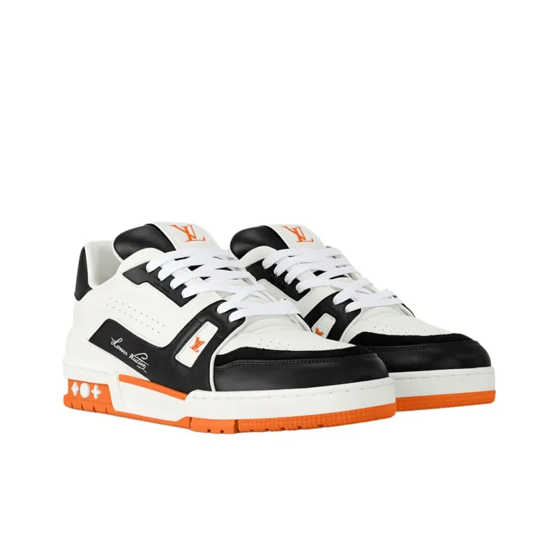 LOUIS VUITTON Trainer Low Top Skateboard Shoes Men's Orange-2