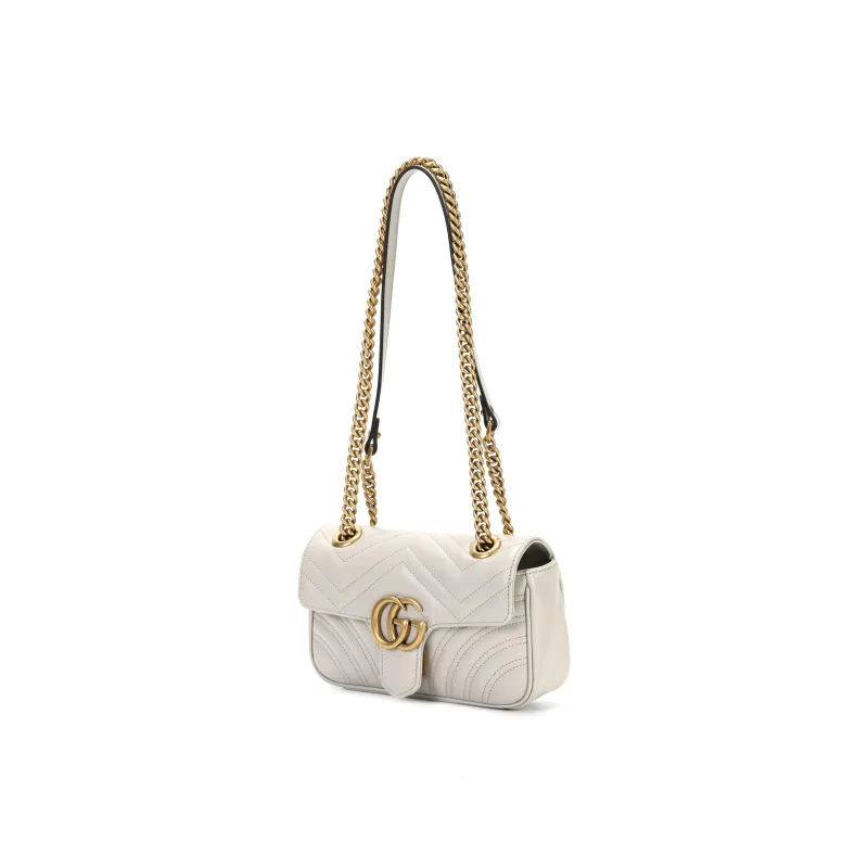 GUCCI GG Marmont Leather Crossbody Bag, Shoulder Bag Mini Women's Light Beige-1