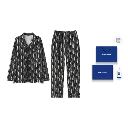 Floating Light Islands Pajama Set Men's Gift Box Set Black