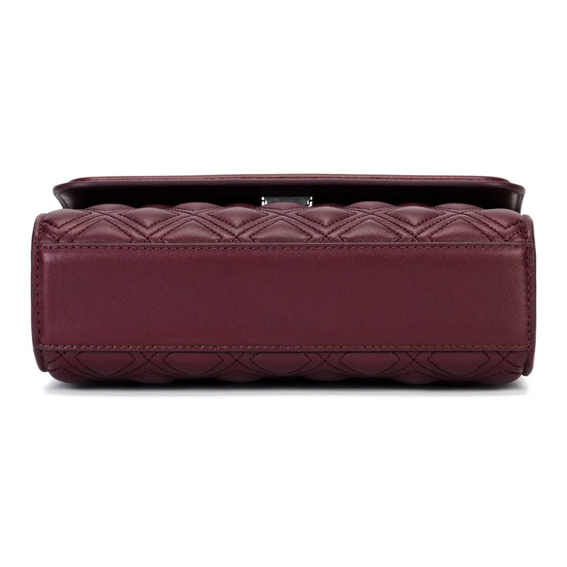 TORY BURCH Fleming Nappa Leather Portable Crossbody Bag Shoulder Bag Small Size Women's Burgundy-3