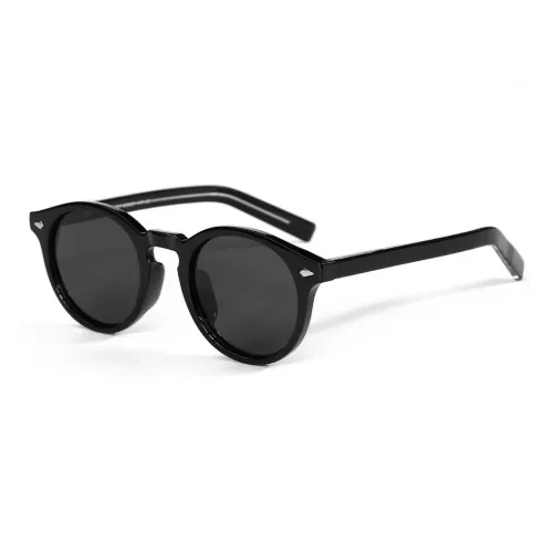 LEARNING RESOURCES TR90 Round Sunglasses Women's Bright Black Clear White Transparent Gray Transparent Orange