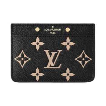 LOUIS VUITTON Grained Cow Leather Card Holder Women's Black