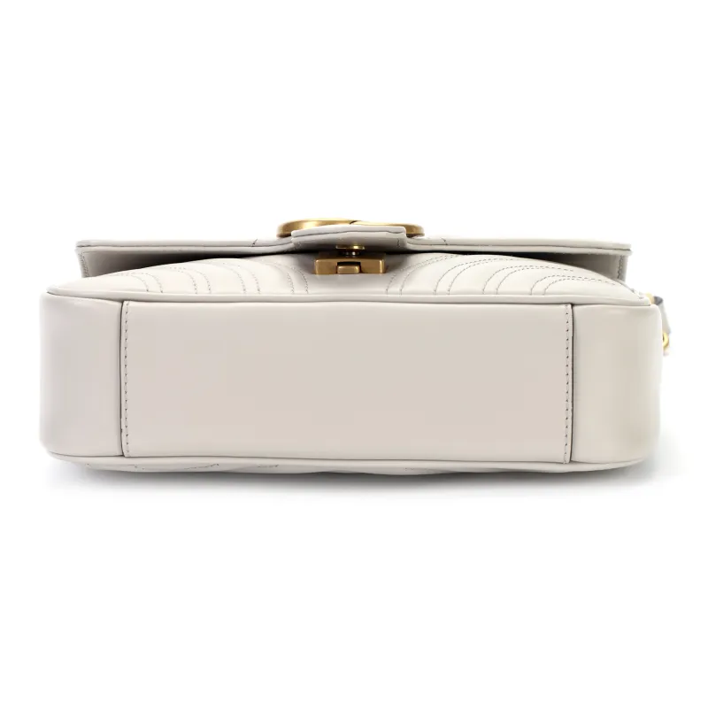 GUCCI GG Marmont Leather Crossbody Bag, Shoulder Bag Mini Women's Light Beige-3