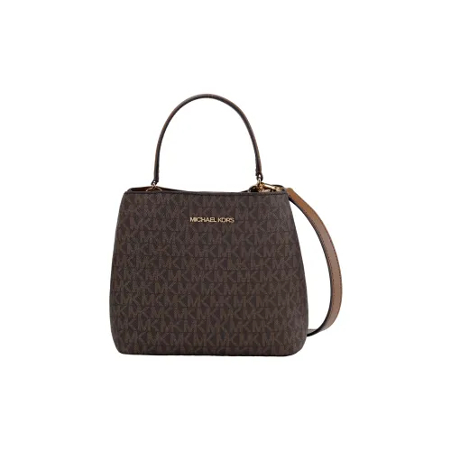 MICHAEL KORS Coated Canvas Bucket Bag, Shoulder Bag, Crossbody Bag, Handbag Trumpets Women's Dark Brown