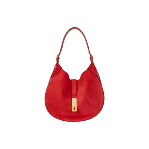 Polo Ralph Lauren Polo ID Nubuck Handbag Shoulder Bag Small Size Women's Geranium Red