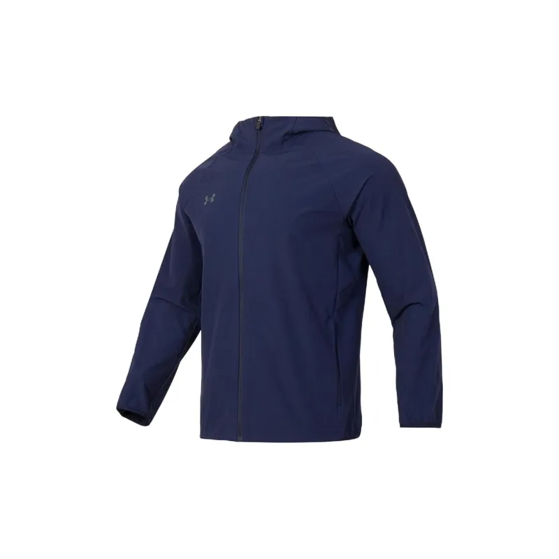 Under Armour Keep Warm From The Wind Windbreaker Jacket Unisex Marine Blue With Free Necklace-1