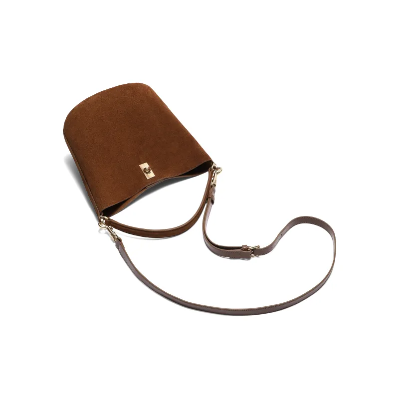 BELLE Split Cow Leather Crossbody Bag, Handbag Regular Women's Khaki-5