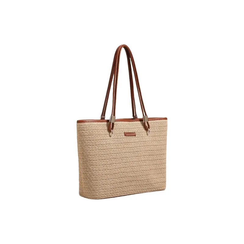 PESASRIE Straw Woven Shoulder Bag Regular Women's Brown-2
