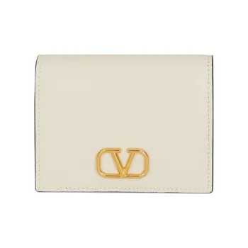 Valentino Vlogo Cow Leather Wallet Card Holder Women's White