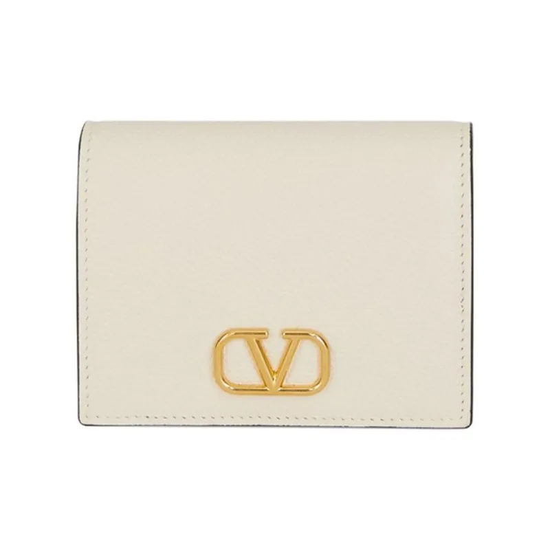 Valentino Vlogo Cow Leather Wallet Card Holder Women's White-0
