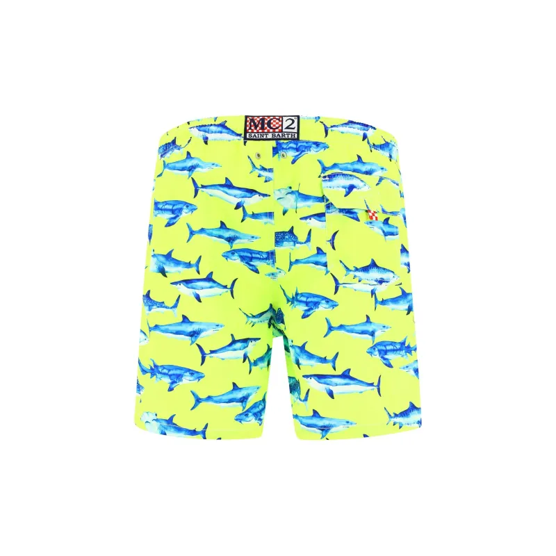 MC2 Saint Barth Sharksention Printed Drawstring Swim Shorts-1