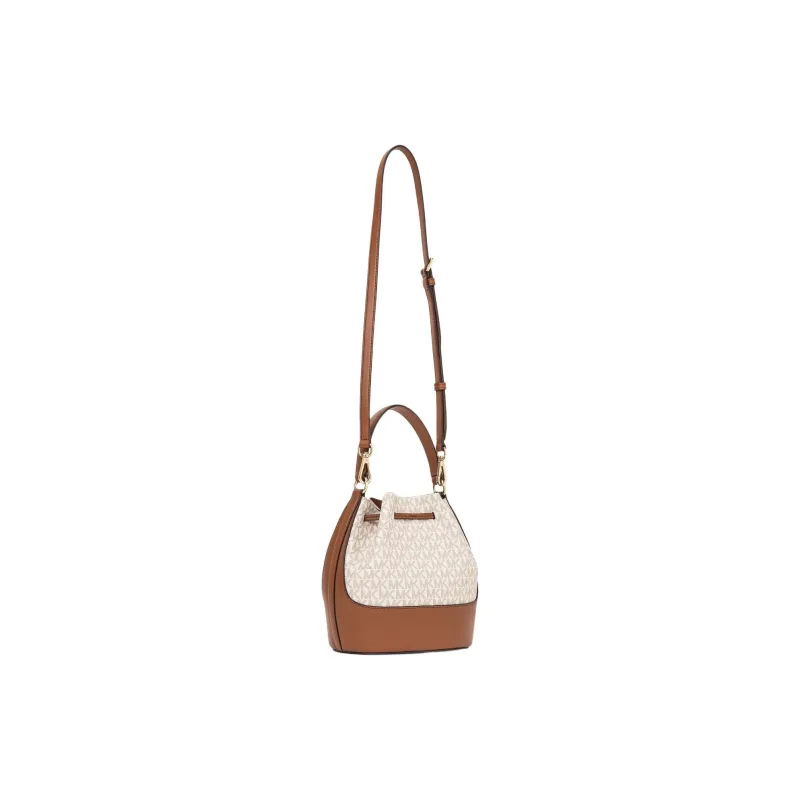 MICHAEL KORS Coated Canvas Bucket Bag, Shoulder Bag, Crossbody Bag, Handbag Medium Size Women's Vanilla White-1