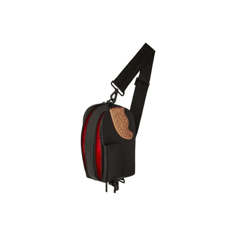 SPRAYGROUND Artificial Leather One Shoulder Sling Bag Unisex Black & Brown-2