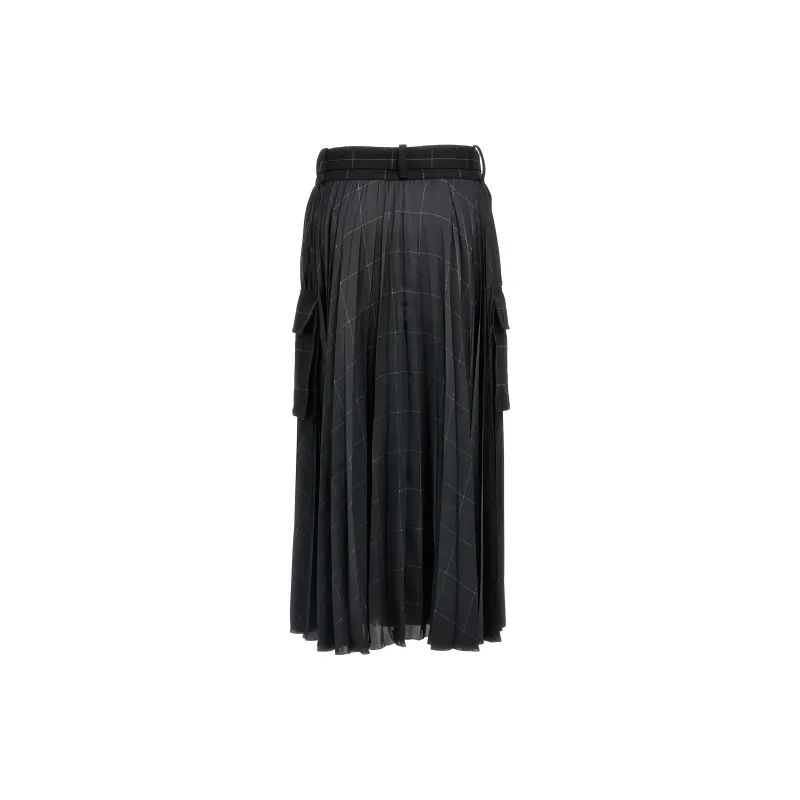 Sacai Windowpane Satin Skirt-1