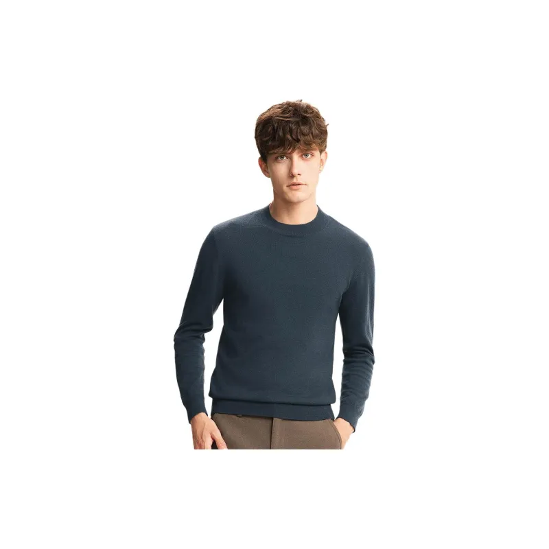 Red Bean Solid Color Crew Neck Pullover Sweater Men's-4