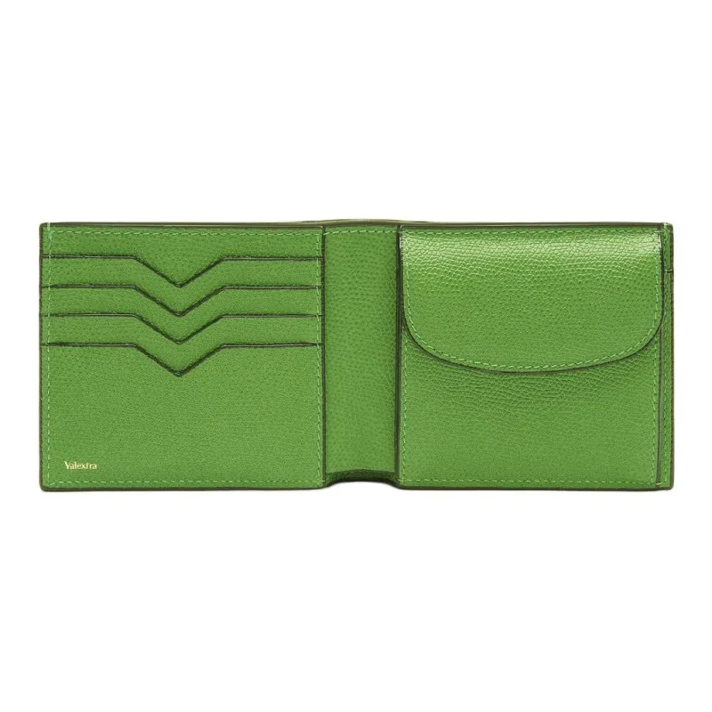 Valextra Millepunte Calfskin Coin Purse Wallet Men's Grass Green-2