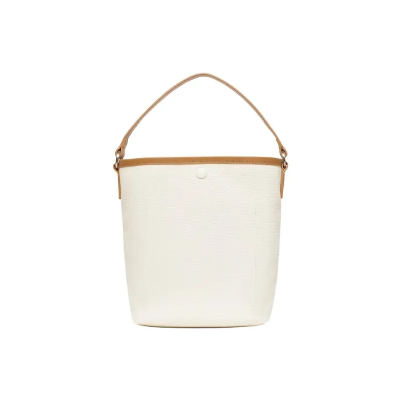 LACOSTE Cotton Bucket Bags Shoulder Bag Crossbody Bag Handbag Women's Beige & Brown-3