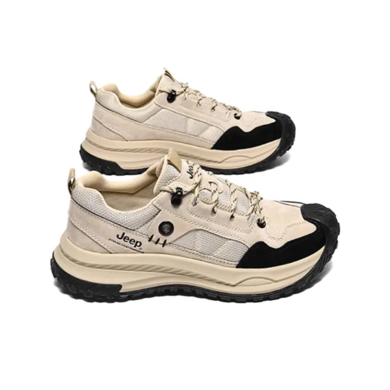 Jeep Anti Slip And Wear Resistant Water Resistant Low Top Trekking Shoes Unisex Ecru-1