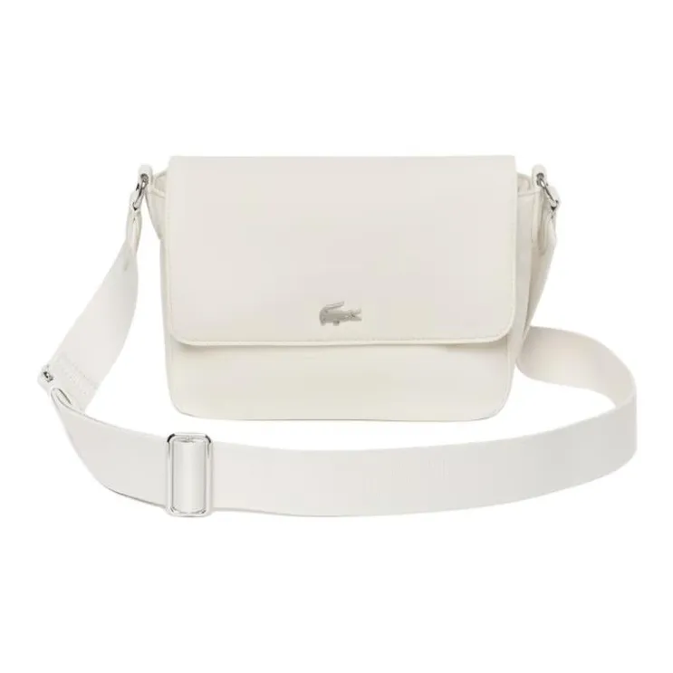 LACOSTE Nylon Shoulder Bag, Crossbody Bag Women's White-0