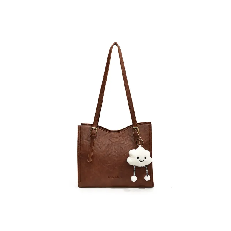 Morellybear PU Tote Bag, Shopping Bag, Handbag, Shoulder Bag Regular Women's Black/Coffee/Brown-4