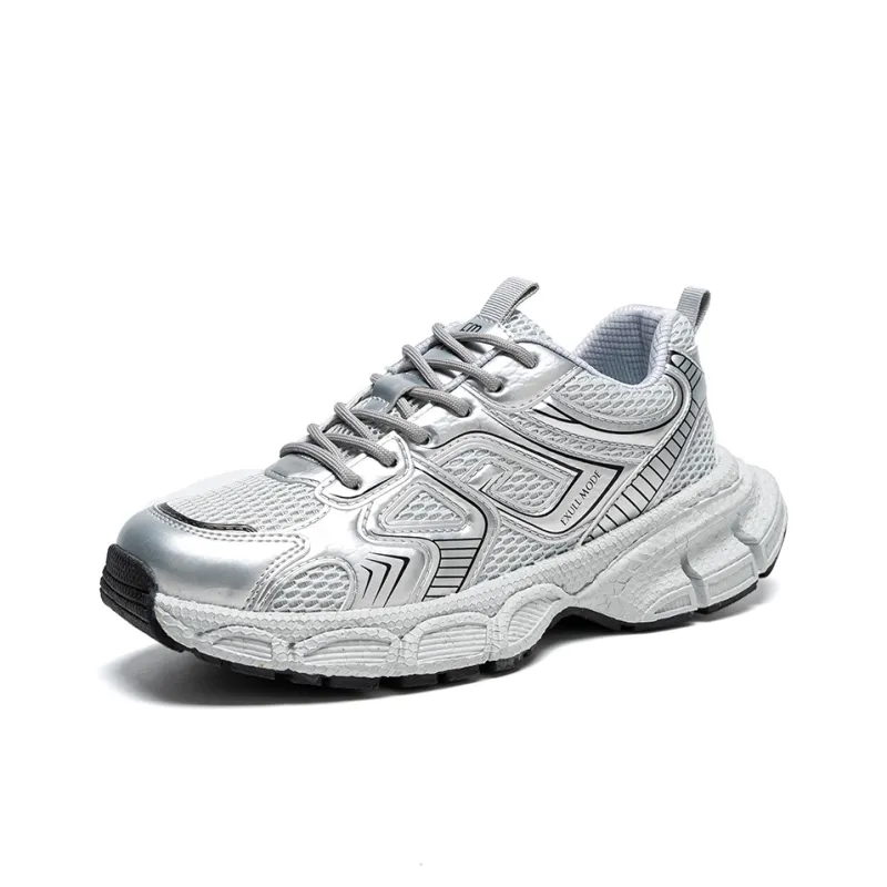 EXULL Q Low Top Chunky Sneakers Women's Silver Gray-1