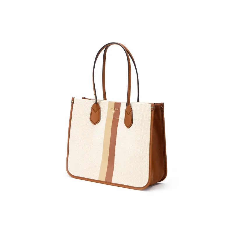 MICHAEL KORS HEIDI Cotton Tote Bag, Shopping Bag, Handbag Tubas Women's Natural Leather Brown Multicolor-2