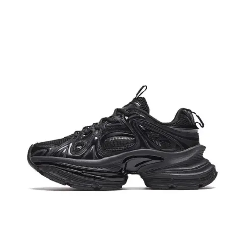 Anta Anti Slip Wear Resistant Low Top Chunky Sneakers Men's Black