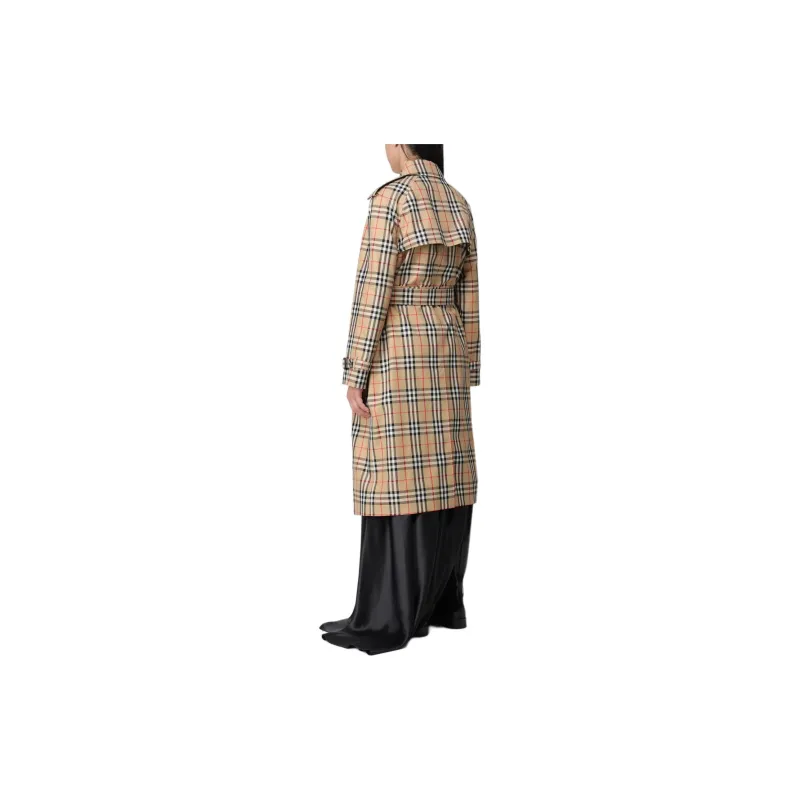Burberry Vintage Check Printed Belted Trench Coat-4