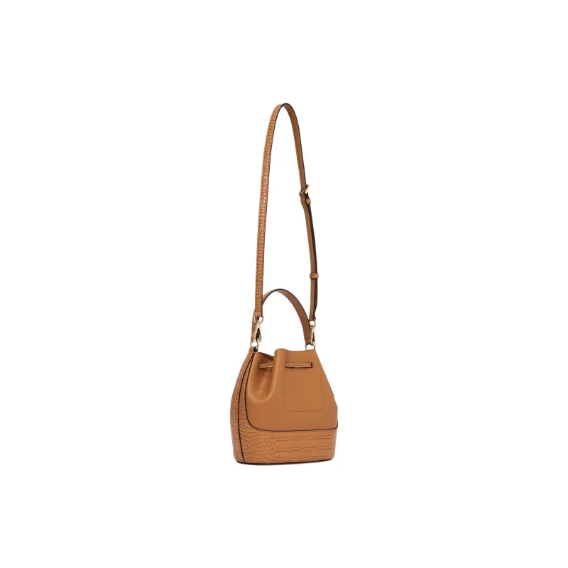 MICHAEL KORS Cow Leather Bucket Bag, Shoulder Bag, Crossbody Bag, Handbag Medium Size Women's Brown-1