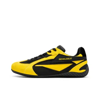 SENGUOGUO Vintage, Versatile, Comfortable Cushioning Slip Resistant Low Top German Army Trainers Women's Yellow