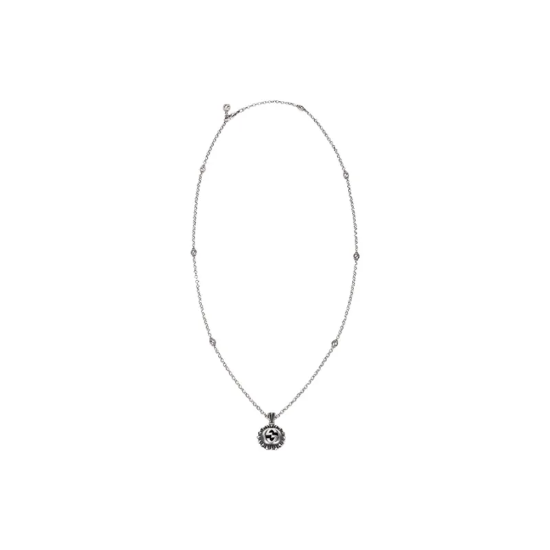 GUCCI Sterling Silver Interlocking G Pendant Necklace-1