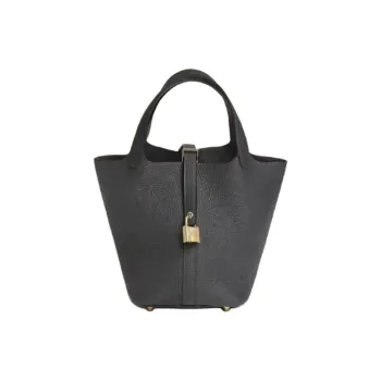 HERMES Picotin Lock Clemence Bullock Leather Basket Bag Handbag Bucket Bag Women's Slate Gray