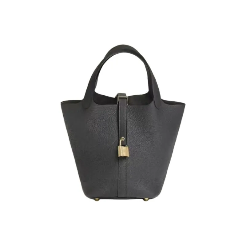 HERMES Picotin Lock Clemence Bullock Leather Basket Bag Handbag Bucket Bag Women's Slate Gray-0