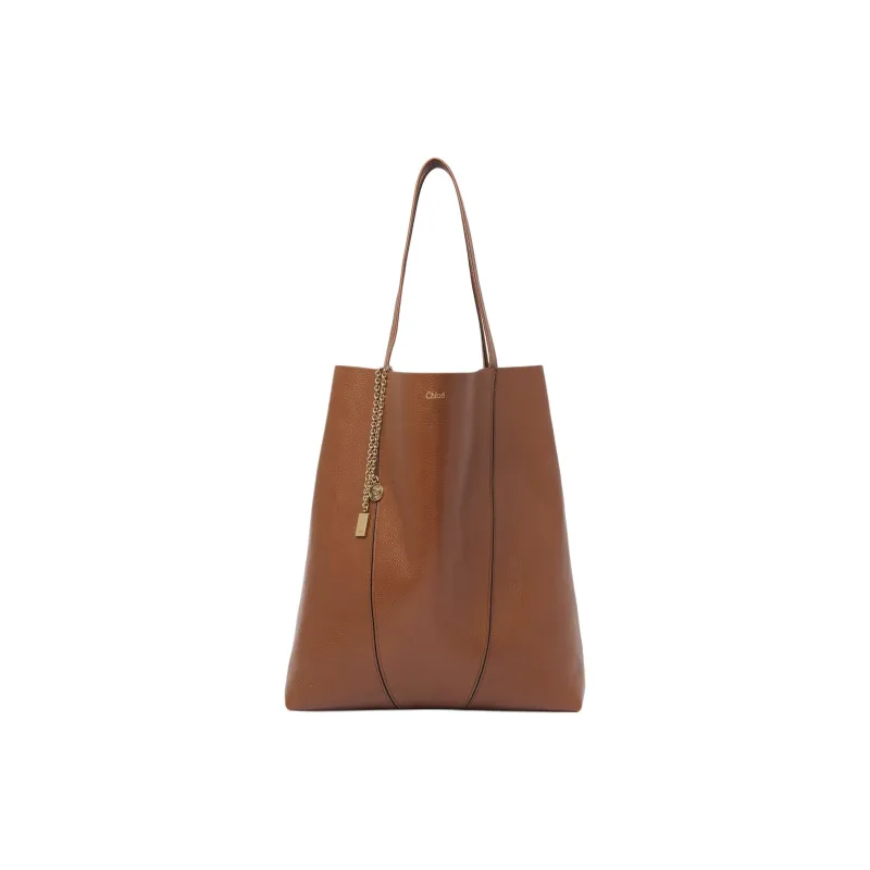 Chloe Cow Leather Tote Bag, Shopping Bag, Handbag, Shoulder Bag Tubas Women's Clay Brown-1