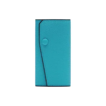 Valextra Solid Color Millepunte Calfskin Key Pouch Women's Sapphire Blue