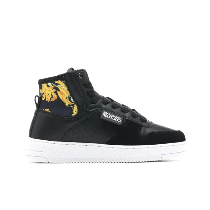 VERSACE JEANS Couture Wear Resistant High Top Skateboard Shoes Women's Black-1
