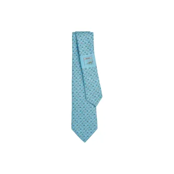 HERMES Mulberry Silk Ties Men's Sky Blue