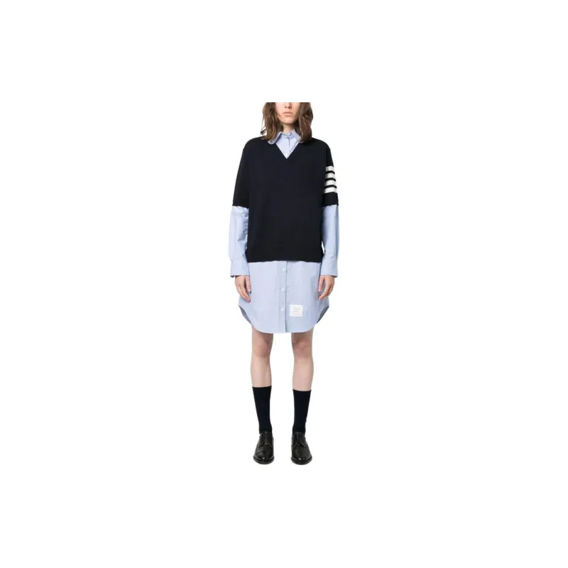 THOM BROWNE Long Sleeved Dresses Women's Blue-2