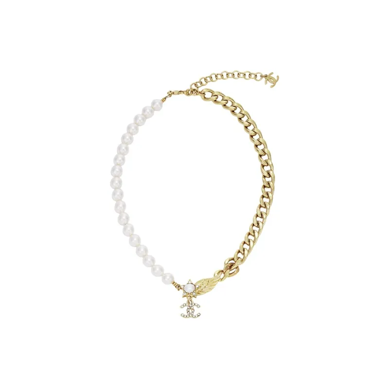 CHANEL Metal, Artificial Pearl, Rhinestone Necklaces Women's Gold-1