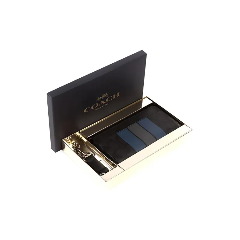 COACH Boxed Leather Wallet Trumpets Men's Black-0